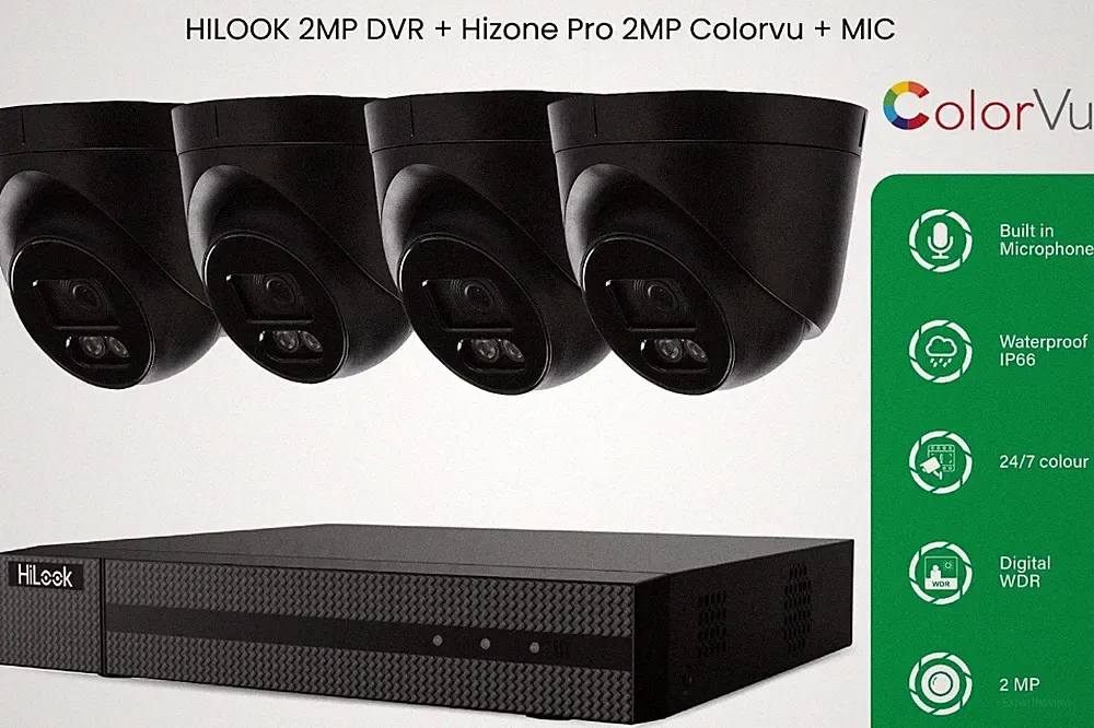 HIKVISION 2MP CCTV Sicherheit ColorVu Kamera Audiosystem Nachtsicht Outdoor Kit