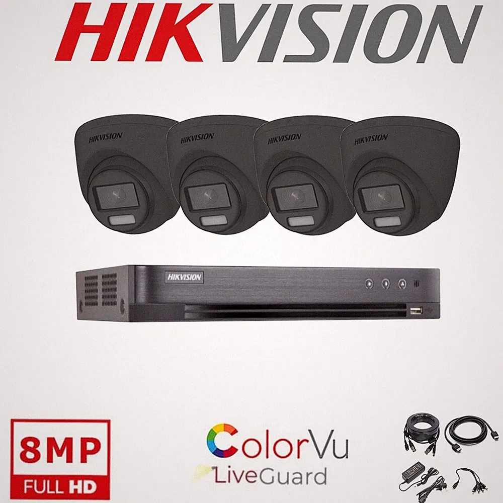 HIKVISION 4K ColorVU CCTV SICHERHEIT 8MP KAMERASYSTEM Outdoor Nachtsicht KIT UK