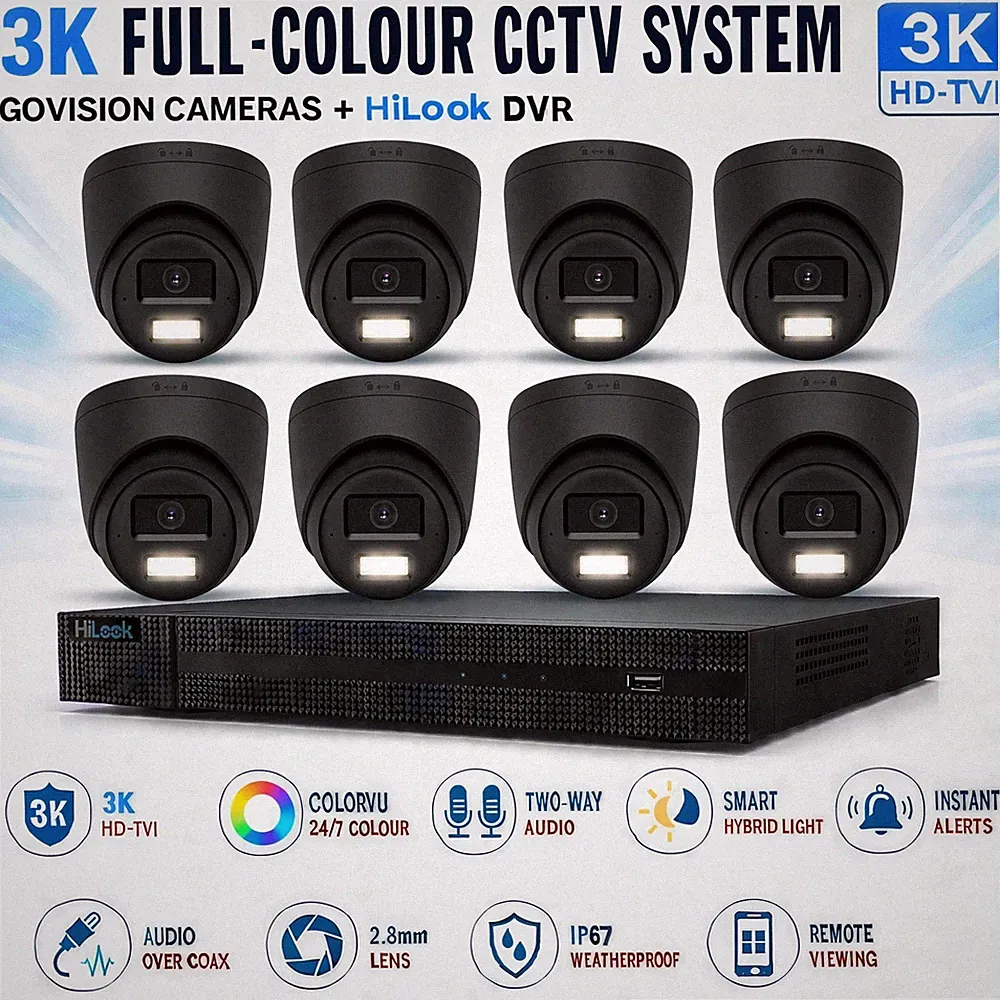 HIKVISION 5MP ColorVu CCTV-Set 2-WEGE Audiokamera DVR Sicherheit Nachtsichtsystem