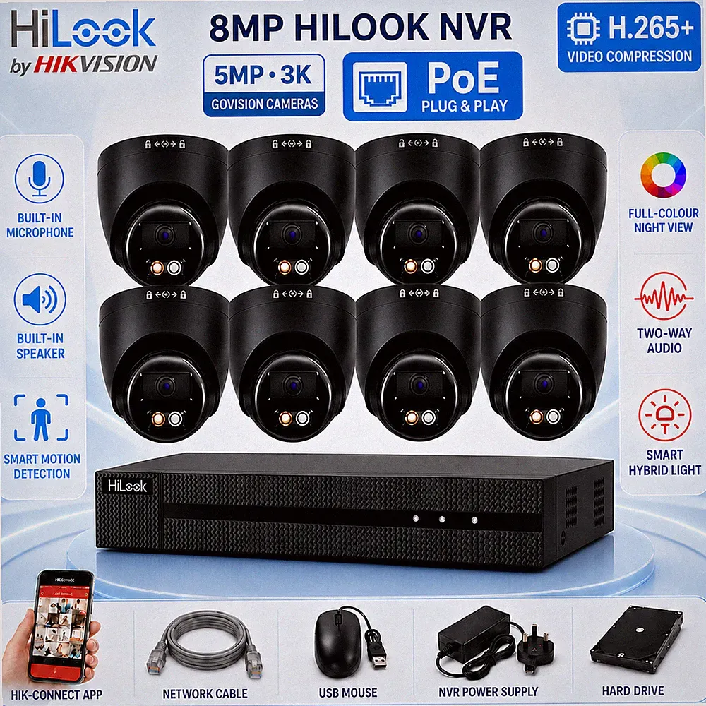 HIKVISION 8MP CCTV PoE IP System 5MP ColorVu NVR Überwachungskamera 2-Wege Audio Kit