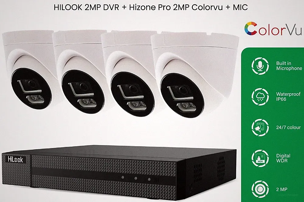 HIKVISION CCTV 1080P COLORVU MIKROFON NACHTSICHT OUTDOOR DVR SICHERHEITSSYSTEM KIT + 1 TB