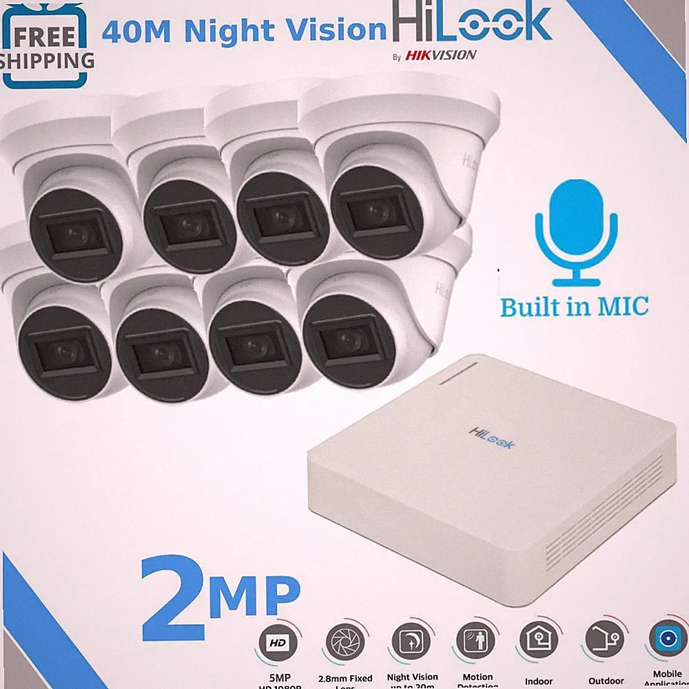 HIKVISION CCTV HD 1080P AUDIO NACHTSICHT OUTDOOR DVR HEIMSICHERHEITSSYSTEM KIT