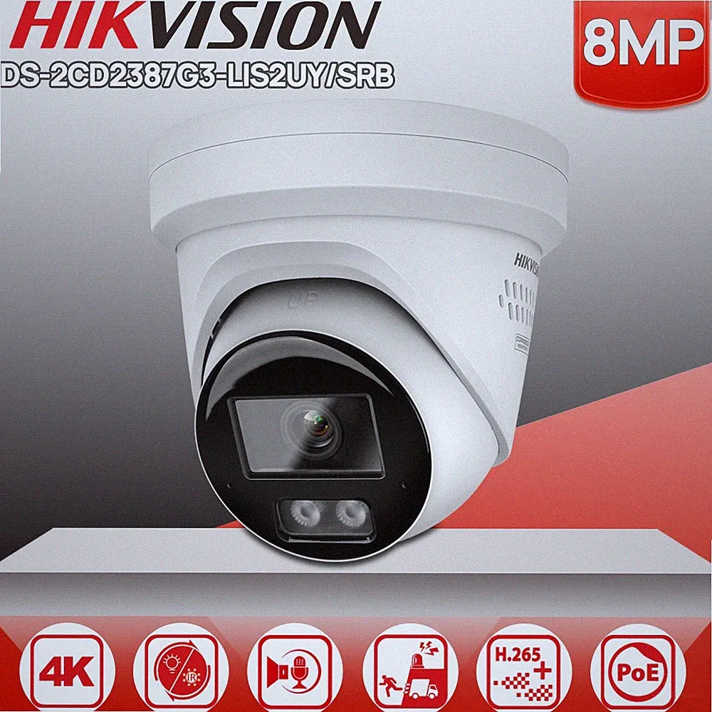 Hikvision G3 4K 8MP Hybrid Licht ColorVu Kamera Außen Mikrofon Lautsprecher POE