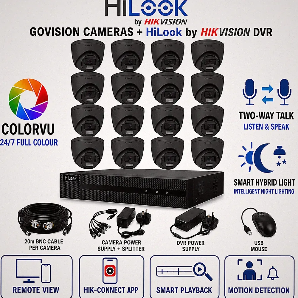 HIKVISION SMART COLORVU CCTV SYSTEM HD 5MP DVR ZWEI-WEGE AUDIO KAMERA SICHERHEITSSET