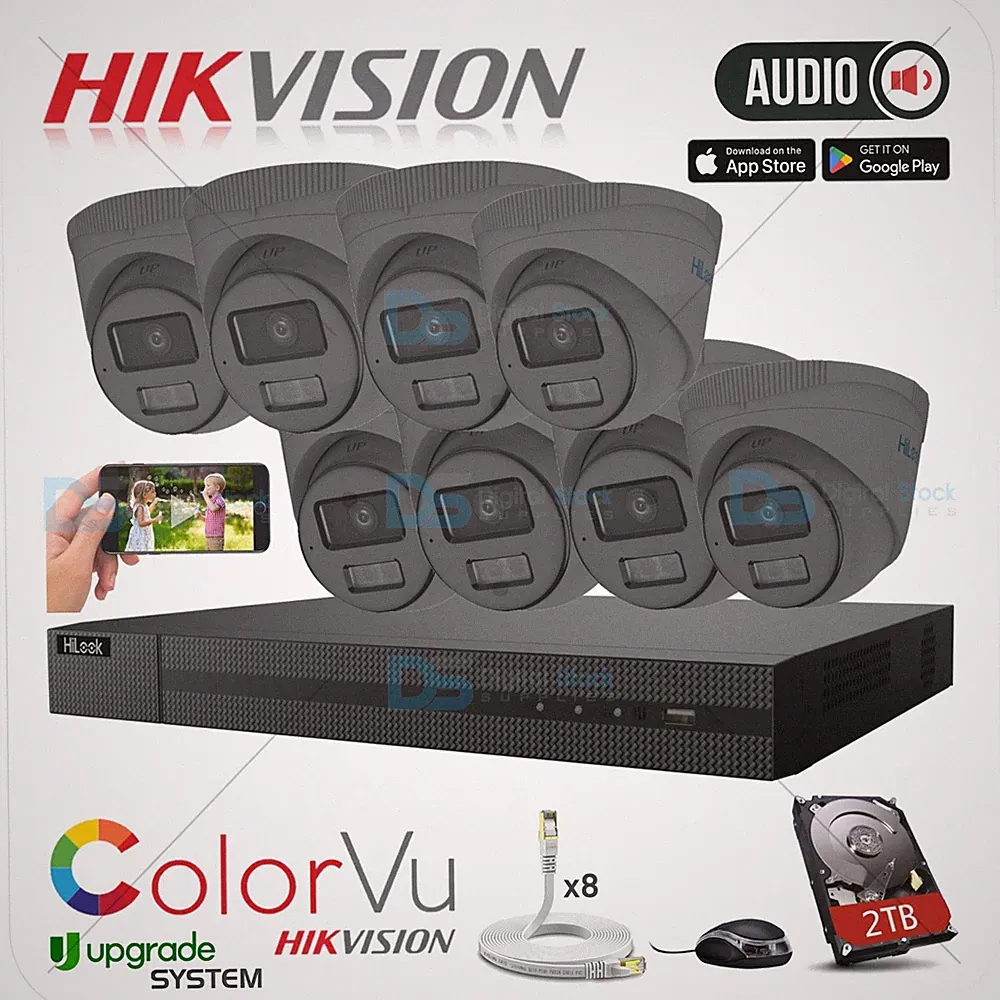 HILOOK 4MP PoE CCTV Kamera System 8MP NVR 2TB IP Überwachungskamera Audio Outdoor