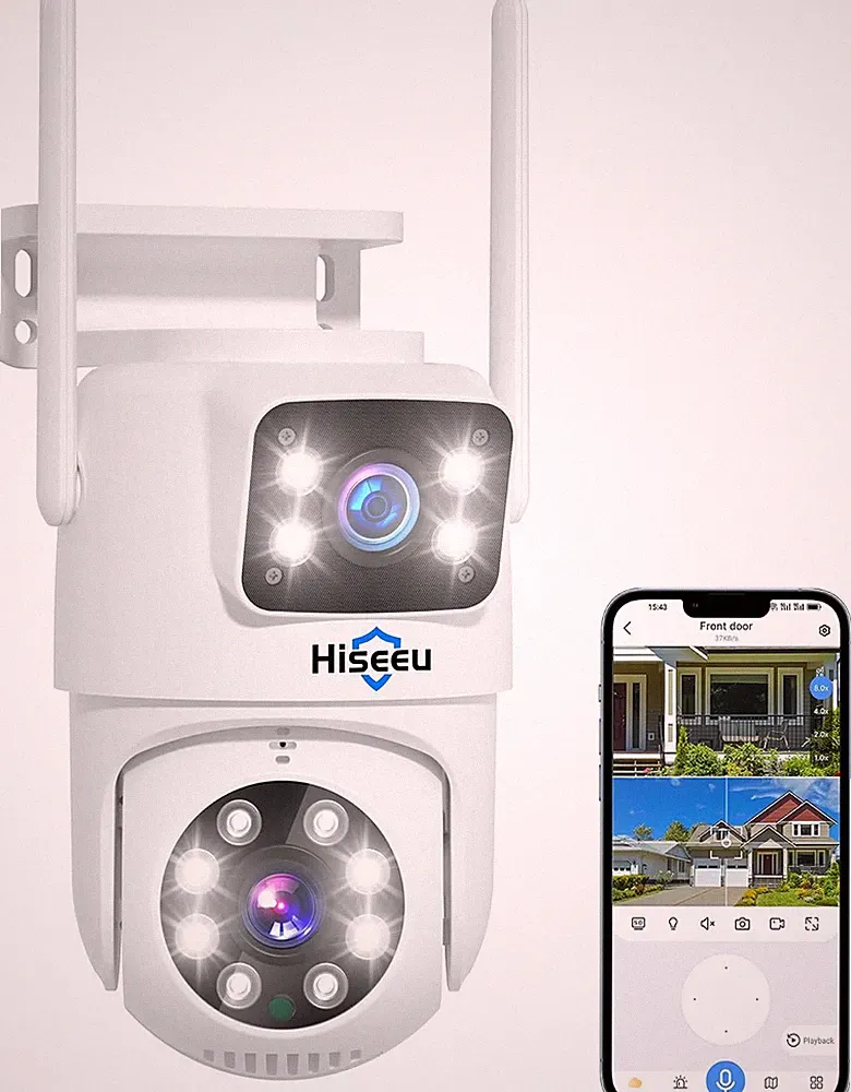 Hiseeu 3MP PTZ Überwachungskamera Außen WLAN, 360 Schwenkbar, Dualband 2,4G 5G