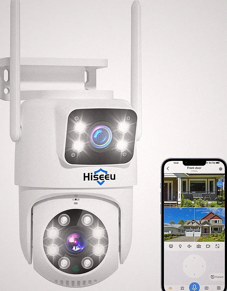 Hiseeu 3MP Überwachungskamera Aussen WLAN mit PTZ, 8-fach Zoom, , 2.4G 5G