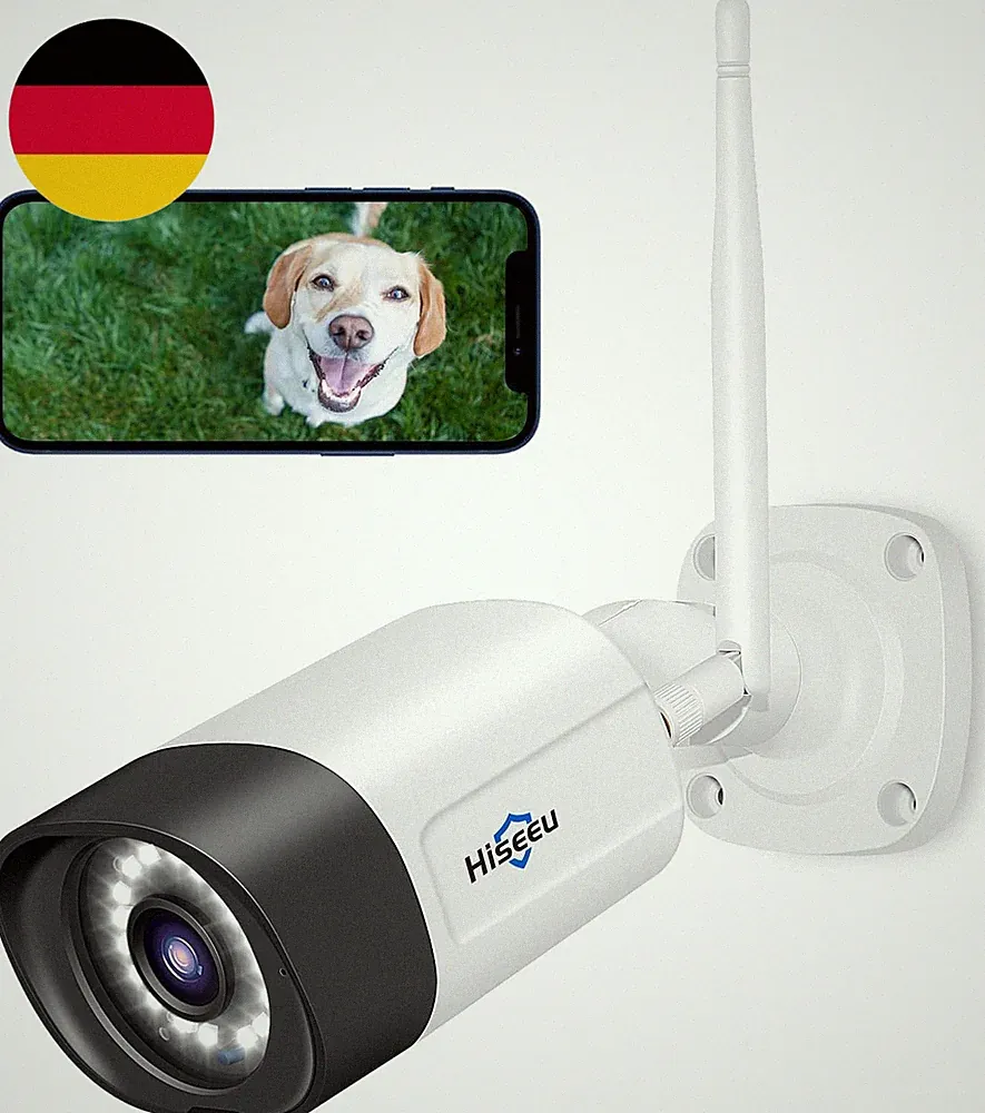 Hiseeu 【5Mp+Zwei-Wege-Audio】 Überwachungskamera Aussen, WLAN IP Kamera 5MP Outdo