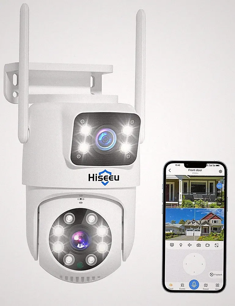 Hiseeu Dualobjektiv 3MP WLAN Überwachungskamera PTZ 360