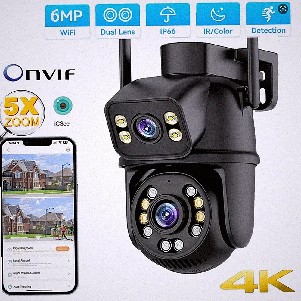 ICSEE 6MP 4K WLAN WIFI NETZWERK CAMERA AUßEN IP ÜBERWACHUNGSKAMERA CCTV PTZ EU