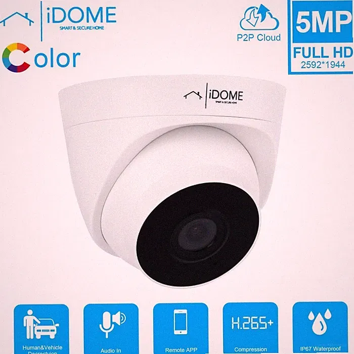 IDOME CCTV POE IP Home Überwachungskamera mit Mikrofon 6mm 2K 5MP Nachtsicht IP67