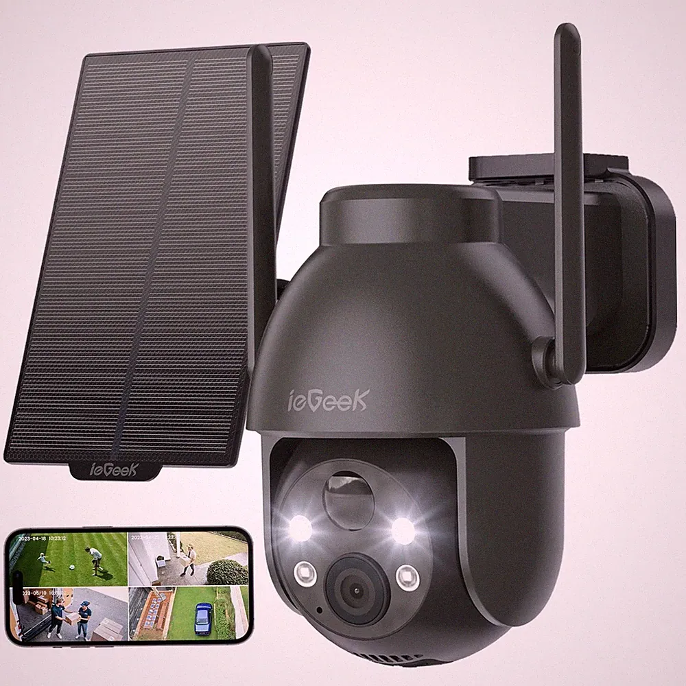 ieGeek 2K Kabellose WLAN Überwachungskamera Aussen 360° PTZ Solar