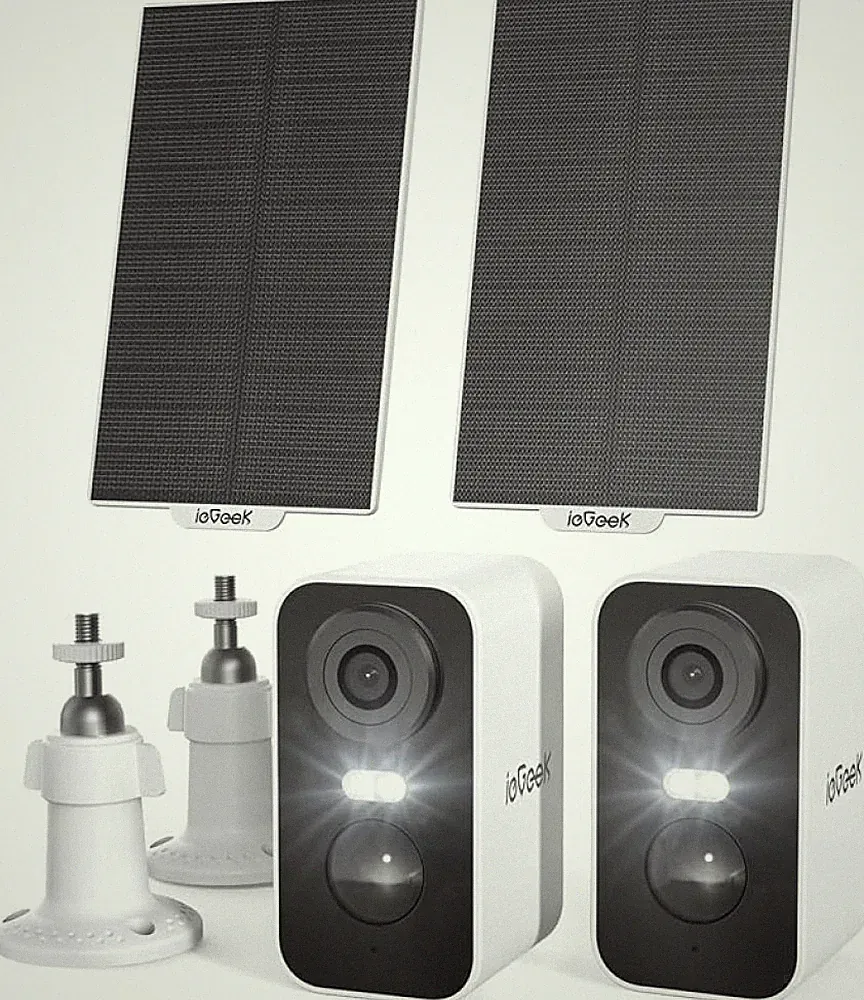 ieGeek 2K Überwachungskamera Akku WLAN Kabellose mit Solarpanel PIR Nachtsicht