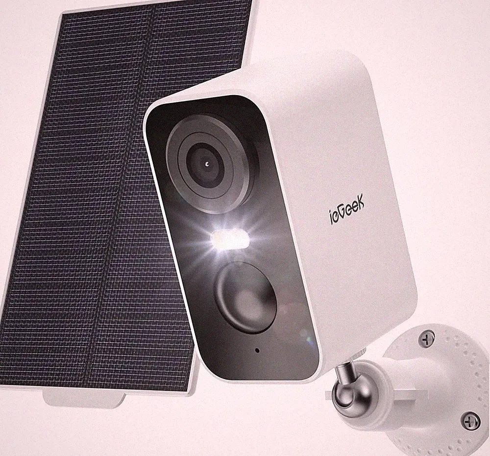 ieGeek 2K Überwachungskamera Außen 130 3MP Akku Solar WLAN Weiß Kunststoff