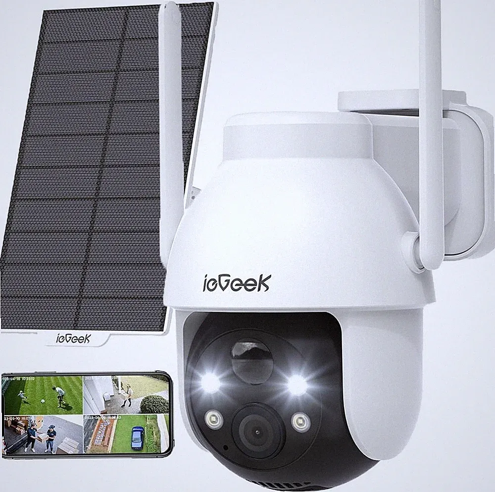 ieGeek 2K Überwachungskamera Aussen Akku Kabellos Farb-Nachtsicht IP65 Solar PIR