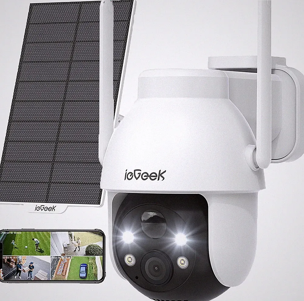 ieGeek 2K Überwachungskamera Aussen Akku Kabellos Nachtsicht PTZ 360° Solar PIR