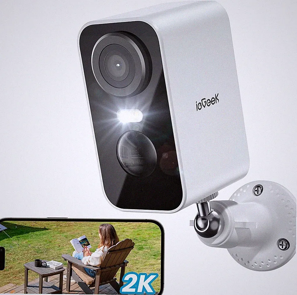 ieGeek 2K Überwachungskamera Außen mit 2-Wege-Audio, WLAN, Weiß, Modell ZS-GX3S