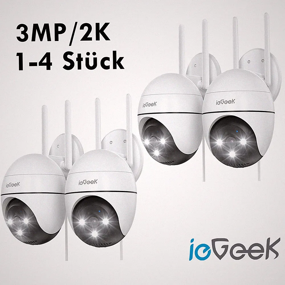 ieGeek 2K Überwachungskamera Aussen WLAN Kamera mit Farb-Nachtsicht 2.4Ghz WIFI