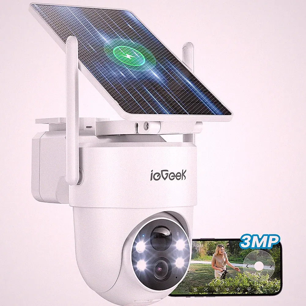ieGeek 3MP Kabellos Überwachungskamera Außen WLAN Kamera Outdoor Akku Nachtsicht