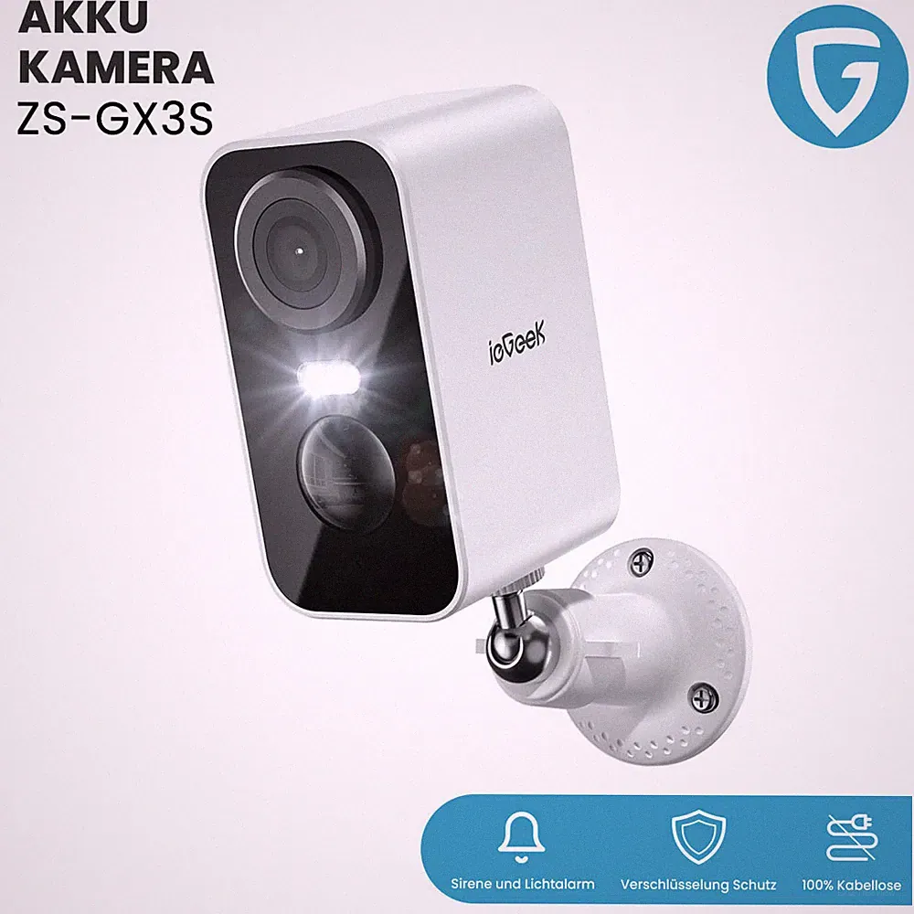 ieGeek 3MP Überwachungskamera Aussen Akku mit 15m Nachtsicht 2.4G WiFi & H.265