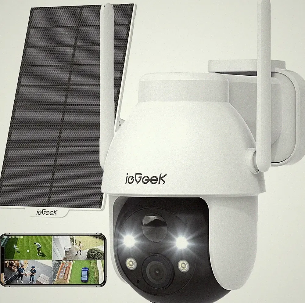 ieGeek 3MP Überwachungskamera Aussen Akku WLAN PTZ Outdoor mit Solarpanel PIR