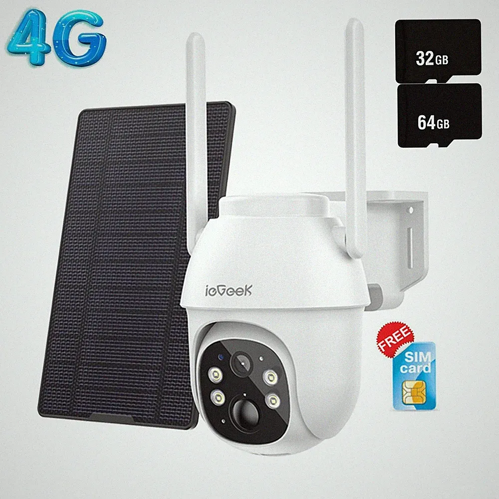 ieGeek 4G LTE Überwachungskamera Aussen Solar mit SIM Karte PTZ Kabellos Kamera