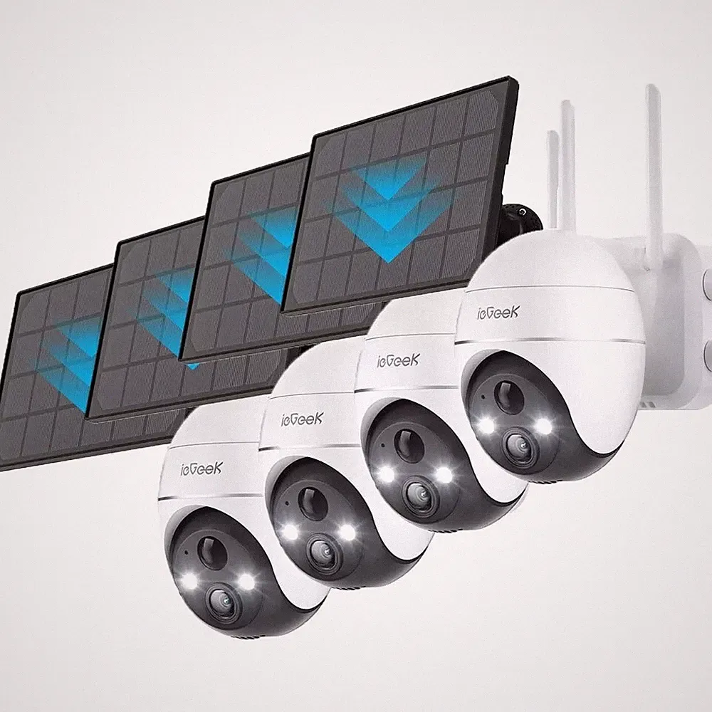ieGeek 5MP Überwachungskamera Aussen Akku WLAN PIR PTZ 360° IP65 mit Solarpanel