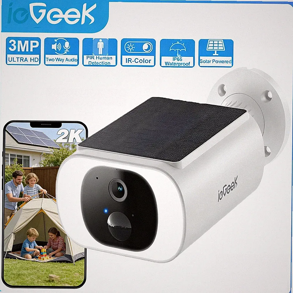 ieGeek Kabellose WLAN Überwachungskamera Aussen Solar/Akku Kamera IP65 Ohne ABO