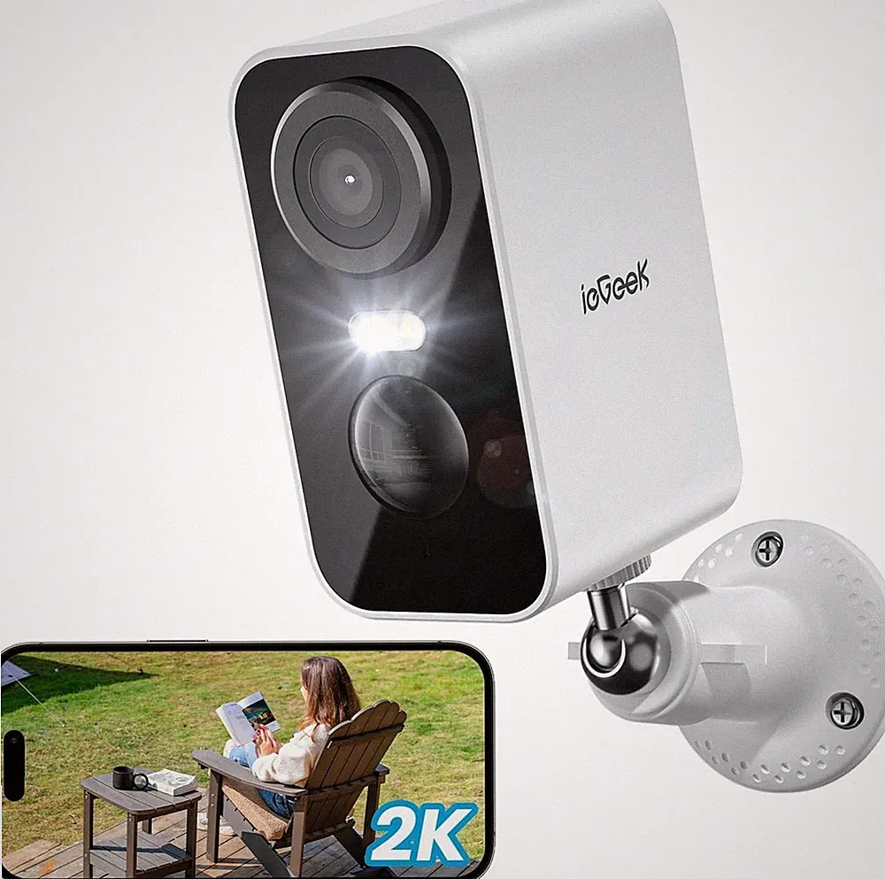 ieGeek Überwachungskamera 2K 3MP Kabellos für Außen mit 2-Wege-Audio, Weiß