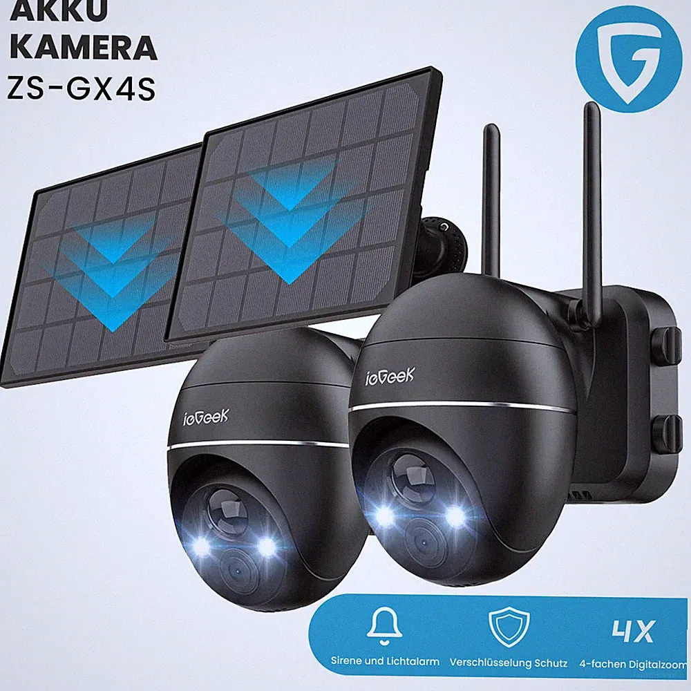 ieGeek 5MP UHD Überwachungskamera Außen 360° PTZ Akku Solar