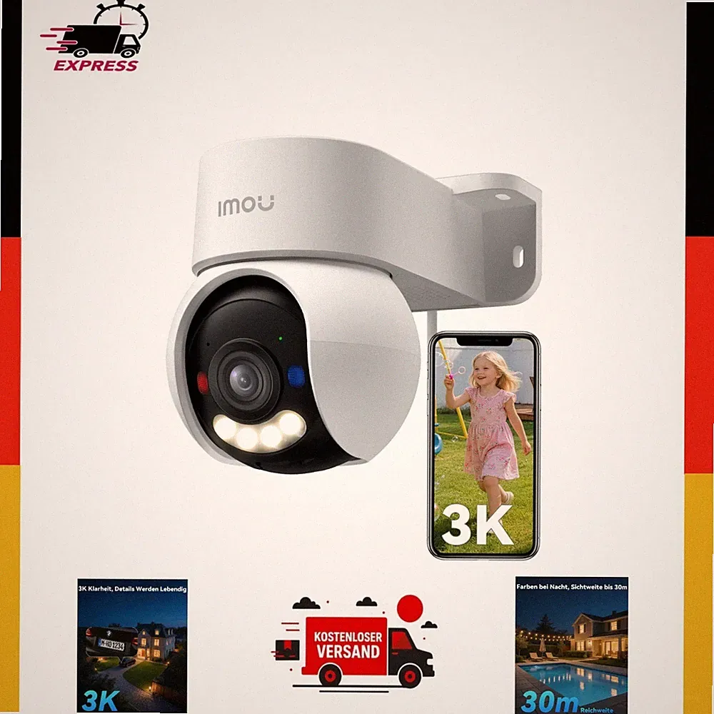 Imou 2K Überwachungskamera Aussen WLAN Dualband Wi-Fi 6 360° PTZ IP65