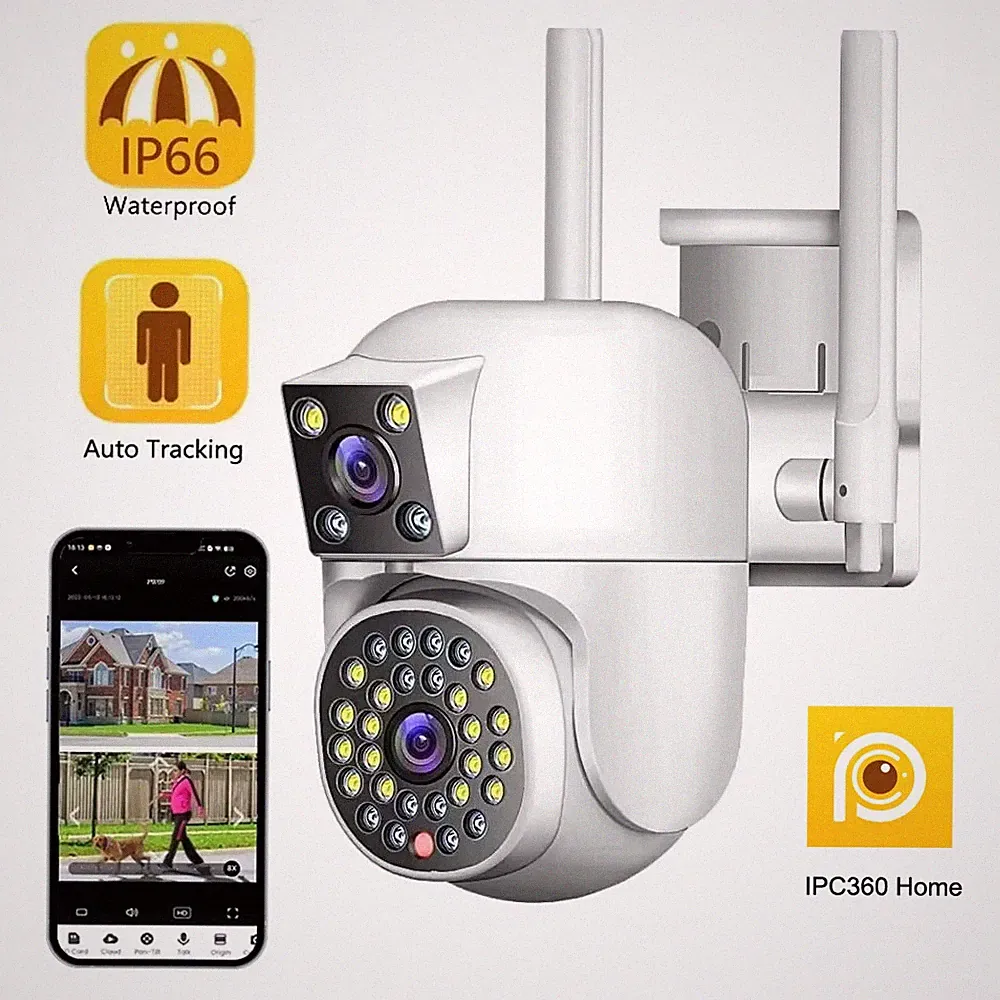 IPC360 HOME 4K 8MP Dual Lens WIFI PTZ 2K 4MP Dual Screen Überwachungskamera Outdoor
