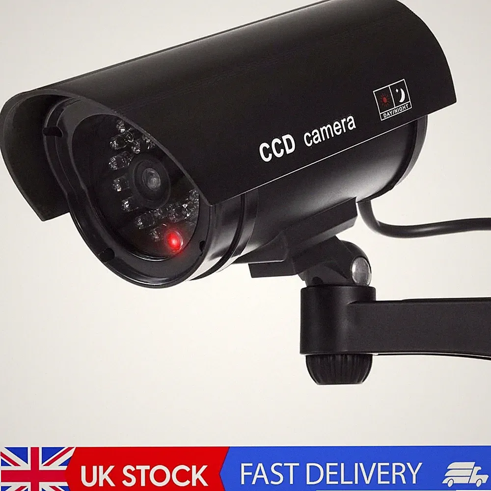 IR1100 Outdoor Schwarz Überwachungskamera Kamera CCTV Dummy mit blinkender LED mit Sc