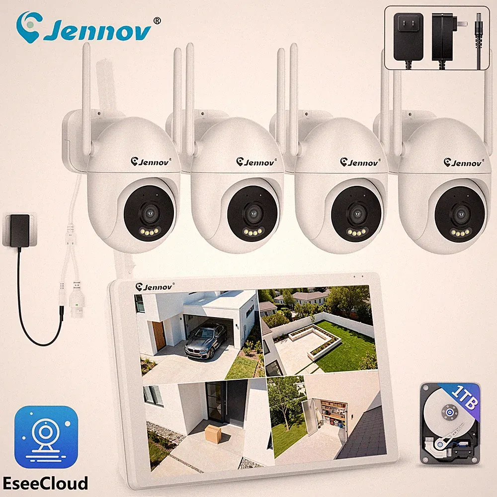 5MP WLAN Überwachungskamera Set Außen Kamera 10CH NVR Monitor mit 1TB HDD Audio