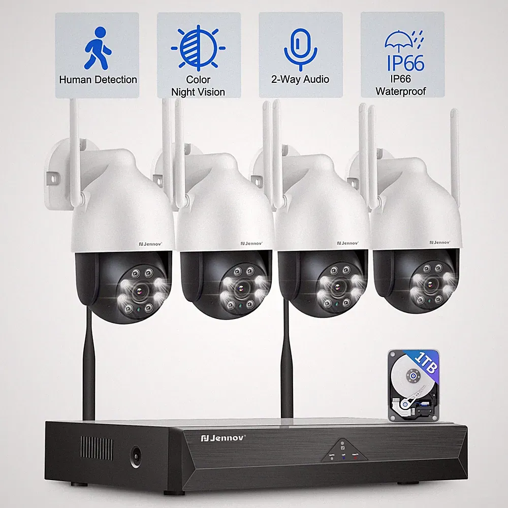 Jennov 10CH NVR 5MP WLAN Kamera Set 1TB