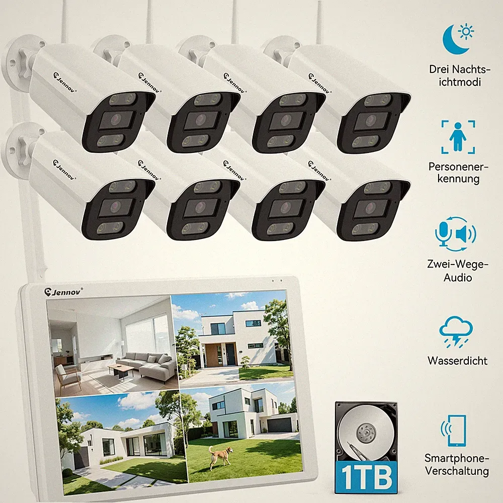 Jennov 8-Kamera NVR Kit 1TB 5MP