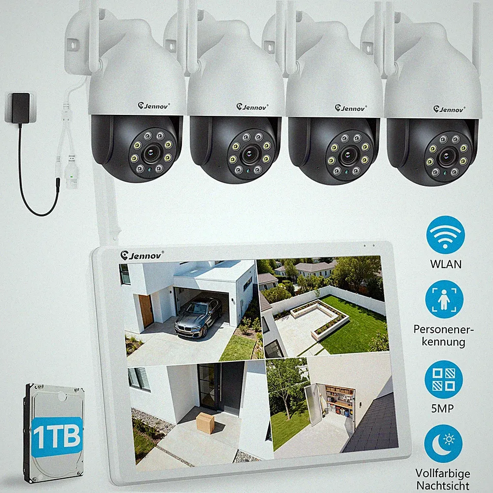 Jennov Funk Kamera Set 5MP mit 10CH NVR 1TB