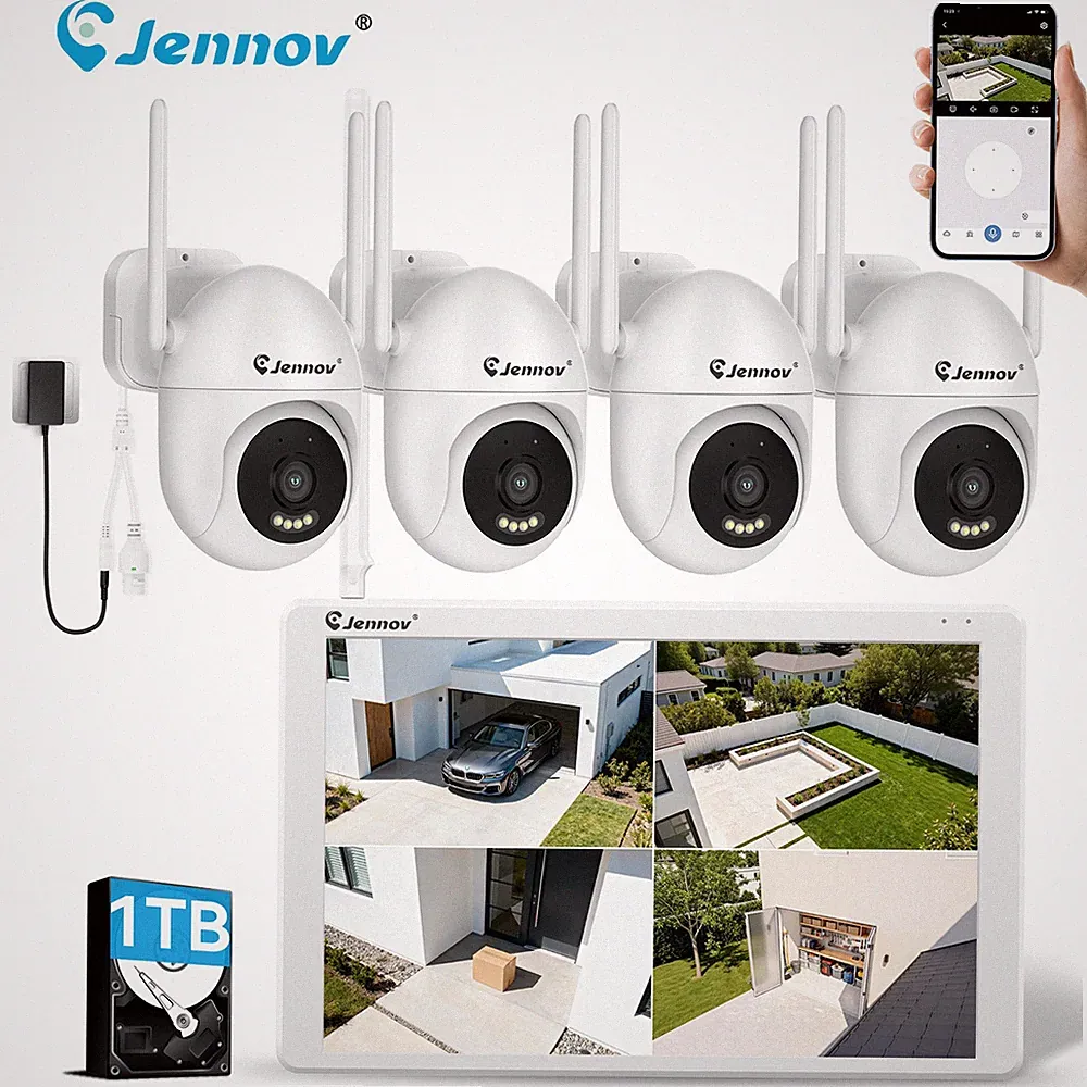 JENNOV WLAN Monitor Set 4x 5MP NVR 1TB