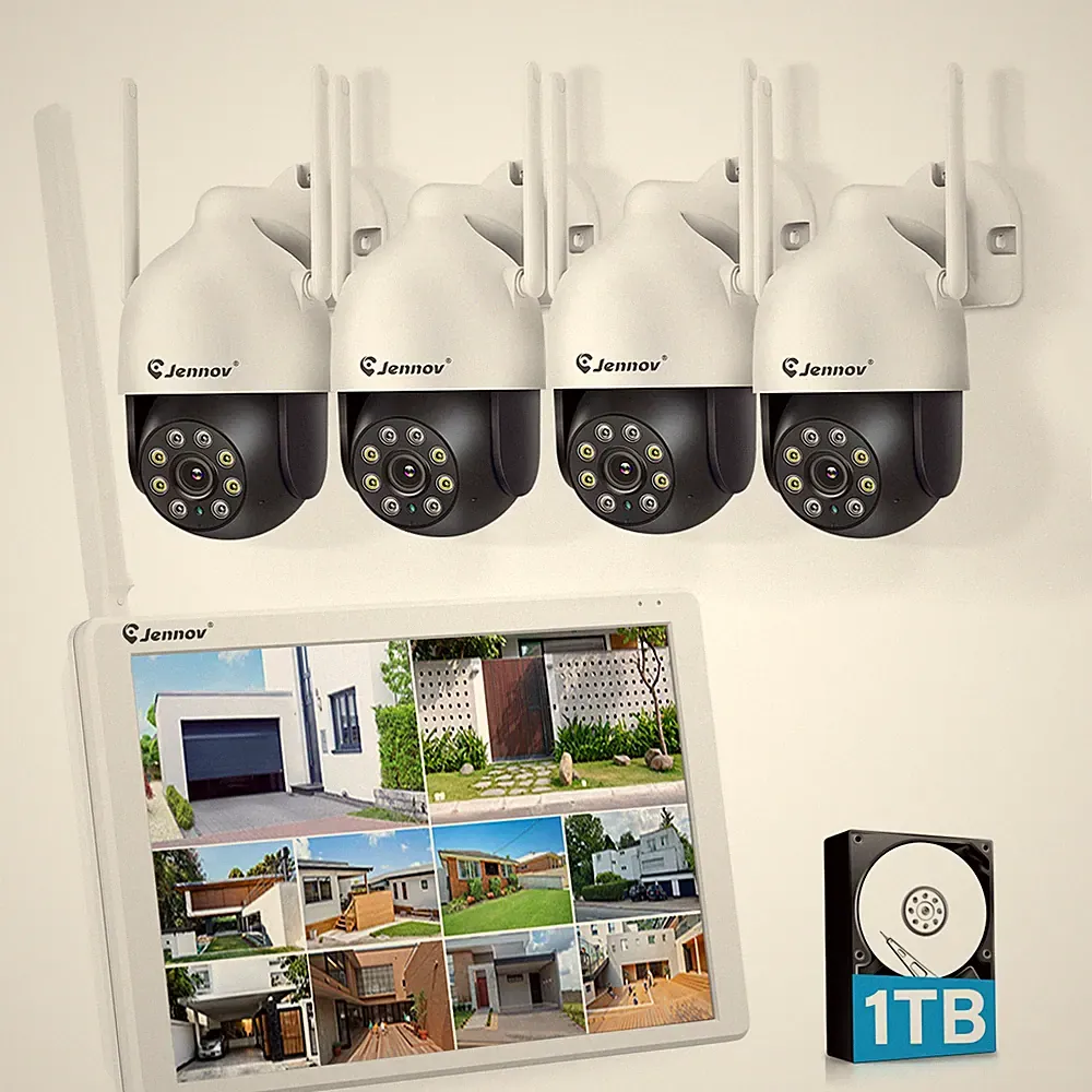 JENNOV WLAN Überwachungskamera Set 10CH 1TB NVR 5MP PTZ