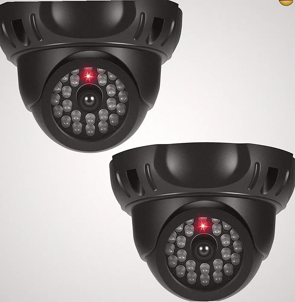 JIZZU 2 Stück Kamera Attrappe, CCTV Dummy Drehbar, Kamera Atrappe Außen, Mit B
