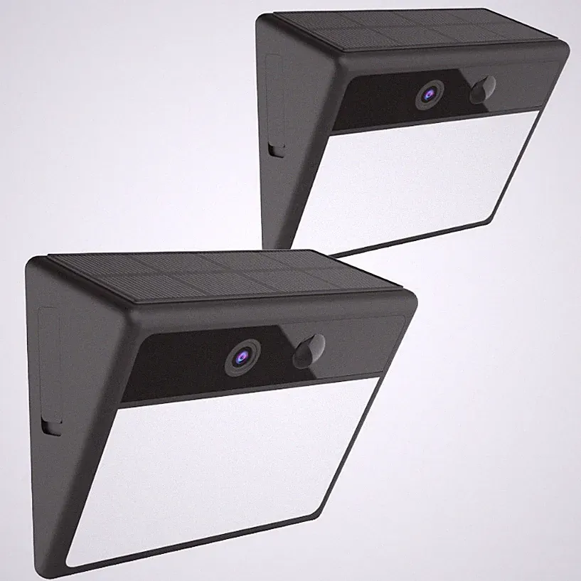 Laser Außen Wandleuchte Kamera Doppelpack Solar