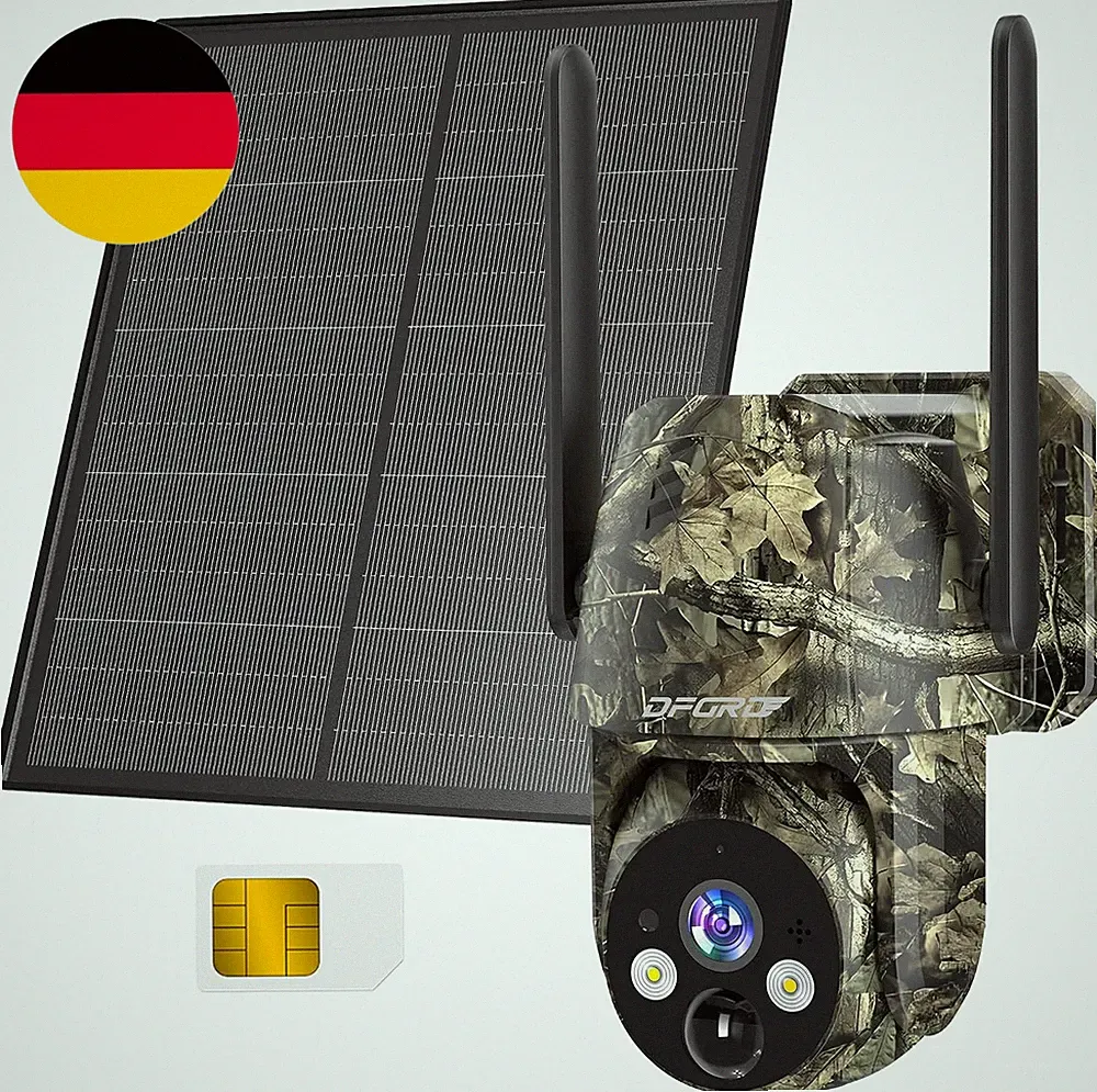 LTE Solar Wildkamera Mit Bewegungsmelder, 2K Kabellos Überwachungskamera Aussen