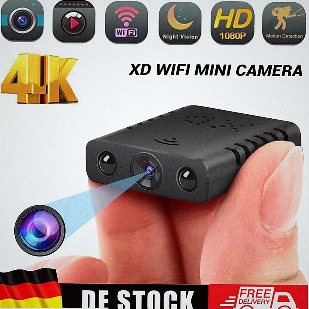 Mini-Kamera 1080P HD 4K Kamera Außen Überwachungskamera IR Cam Nachtsicht DE NEU