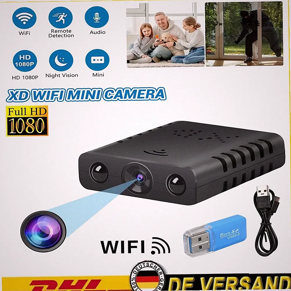 Mini Kamera 1080P HD 4K Kamera Außen Überwachungskamera IR Cam Nachtsicht Neu DF