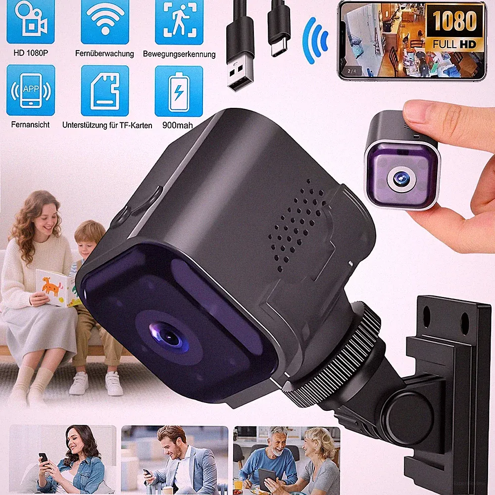 Mini-Kamera 1080P Überwachungskamera Außen WiFi APP Sicherheitskamera Nachtsicht