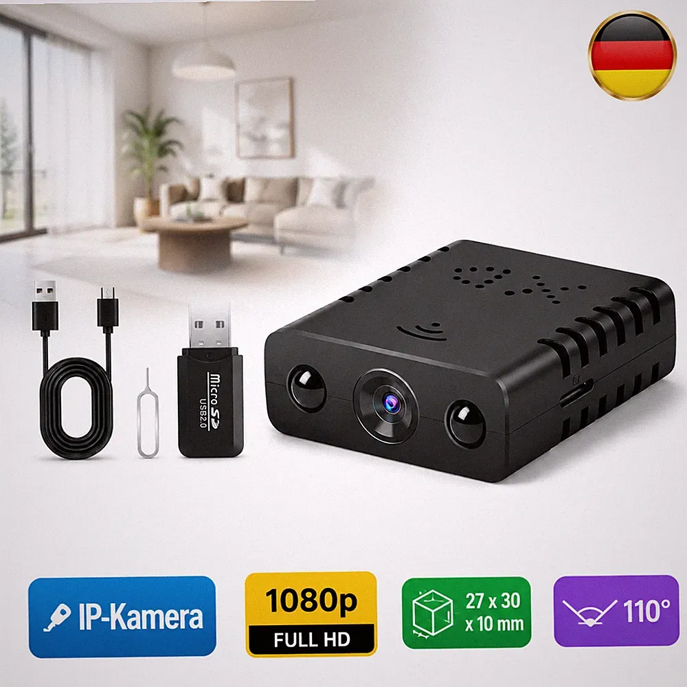 Mini Kamera IP 1080P HD Überwachungskamera Aussen Indoor Nachtsicht Cam DE