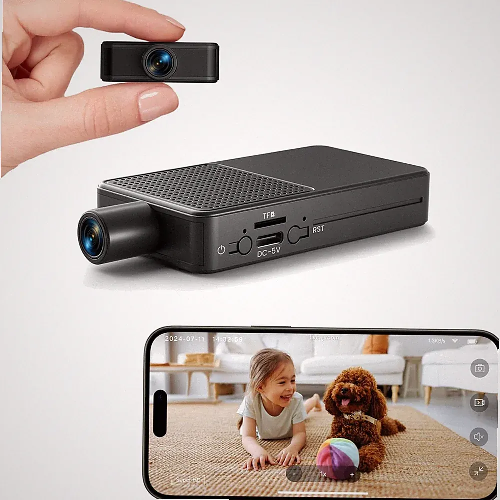 Mini Kamera Überwachung WLAN 1080p Nachtsicht Akkulaufzeit 10h Bewegungserken...