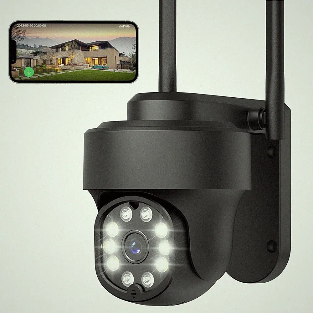 NETVUE Überwachungskamera Aussen Schwarz FHD 1080p mit 2-Wege-Audio, WLAN