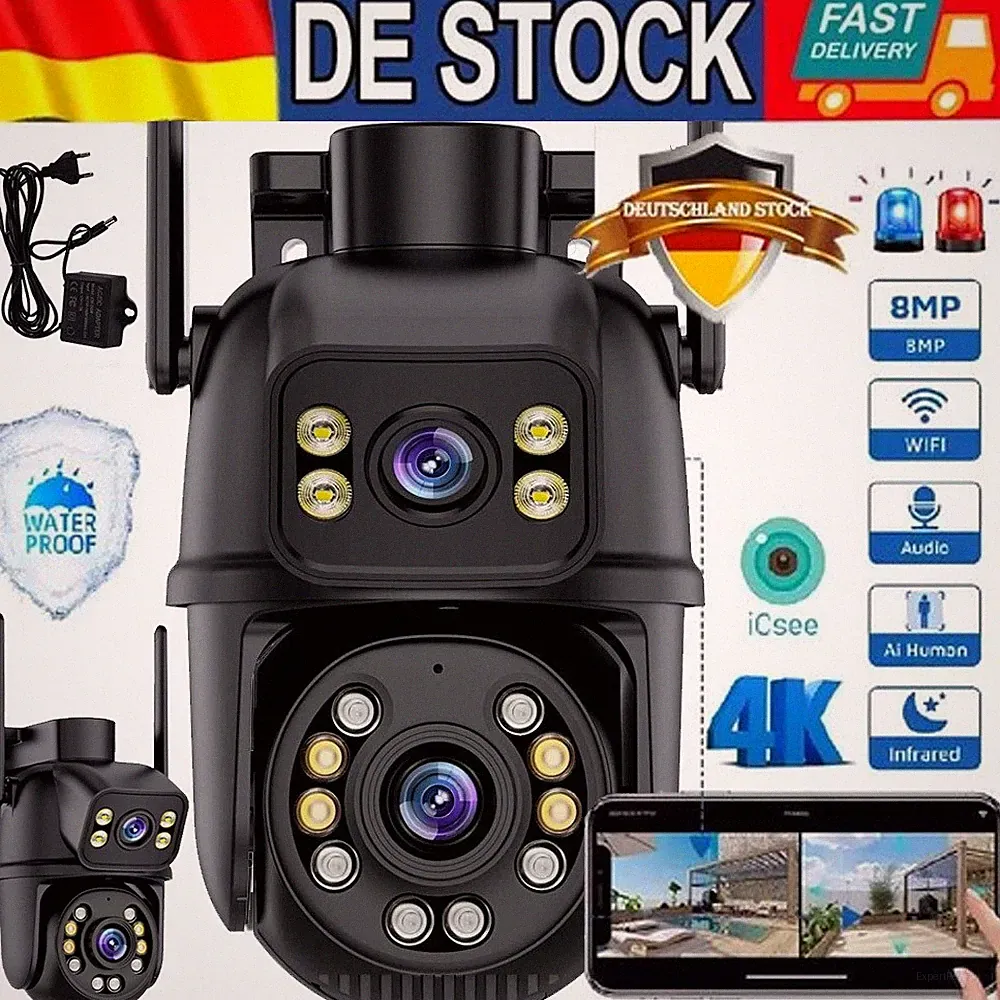 4k überwachungskamera außen schwarz
