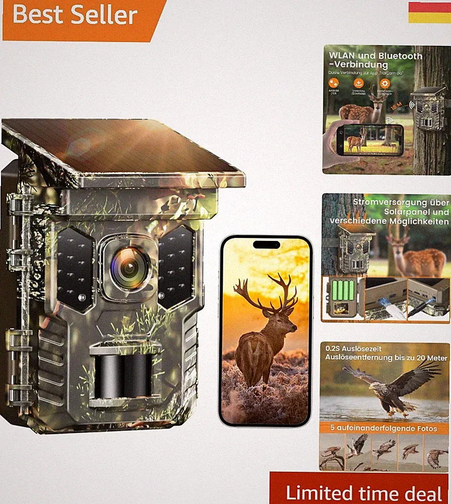Outdoor Wildkamera WLAN 4K Solar